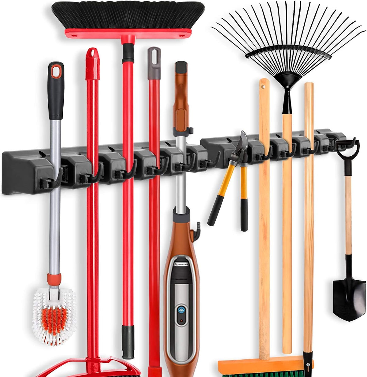 2 Pack Mop and Broom Holder, Wall Mount Organizer Storage Tool Rack