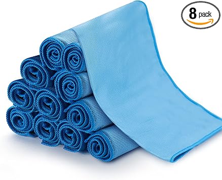 12 Pcs Microfiber Glass and Window Cleaning Cloths,12" x 12" Lint Free Streakless Buff Polishing Cloth,Quickly Clean Win