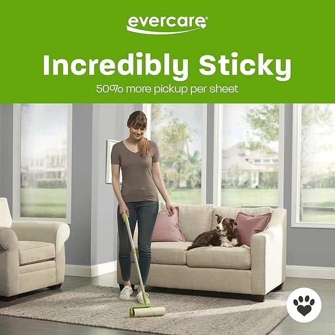Evercare 10-Inch Mega All-Purpose Pet Hair Lint Roller Refill, 50 Sheets – Sticky Roller for Pet Hair, Cat & Dog Hair Remover, Lint Remover, Pet Hair Remover for Furniture, Clothing & Cars