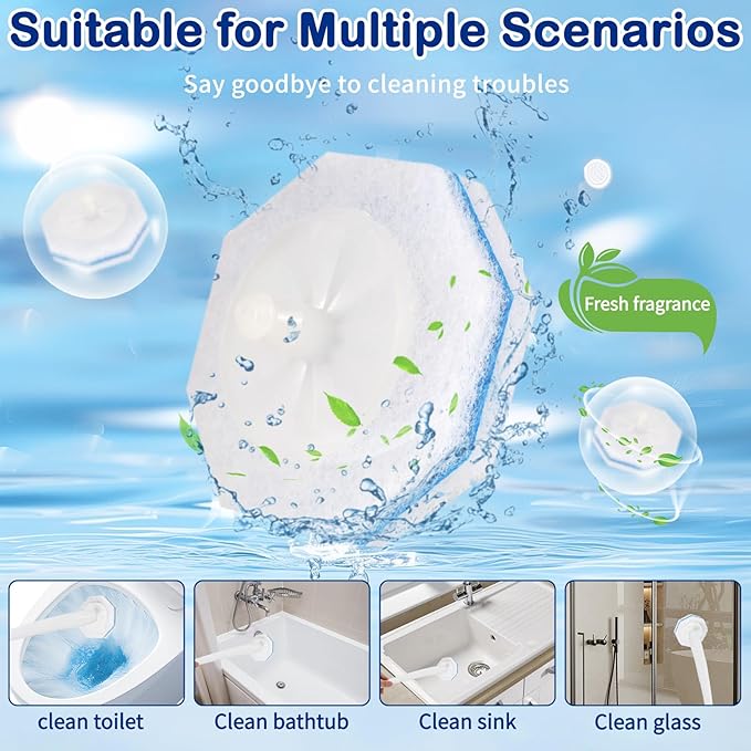 50 Count Disposable Toilet Wand Refills, 5X Cleaning Power Scrubber Refill, Bathroom Cleaning Supplies, No Falling Apart, Fresh Fragrance