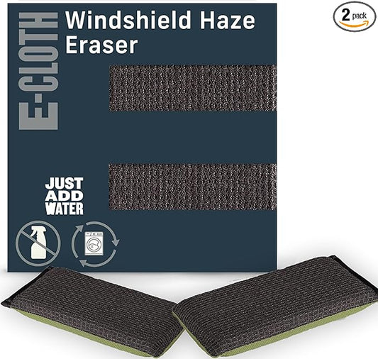 E-Cloth Windshield Haze Eraser - Interior Windshield & Car Window Cleaner Tool, Keeps Mirrors Clean, Spot Washes Inside Glass, Car Cleaning Supplies, Microfiber Sponge, Streak Free Finish - 2 Pack