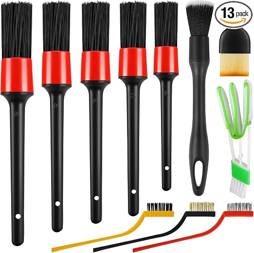 REGUICORP 13PCS Car Detailing Brush Set, Car Detailing Brush Kit, Ultra No Soft Scratch Detailing Brush, Car Cleaning Br