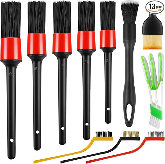 REGUICORP 13PCS Car Detailing Brush Set, Car Detailing Brush Kit, Ultra No Soft Scratch Detailing Brush, Car Cleaning Brushes for Interior or Exterior - Professional Dusting Cleaning Supplies