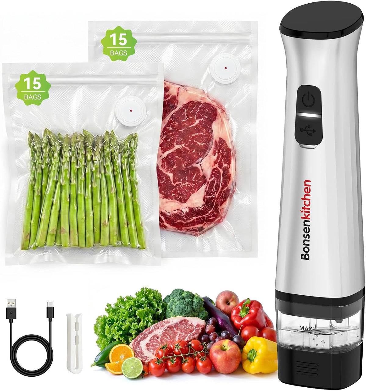 Handheld Vacuum Sealer for Travel, 30 Reusable Bags