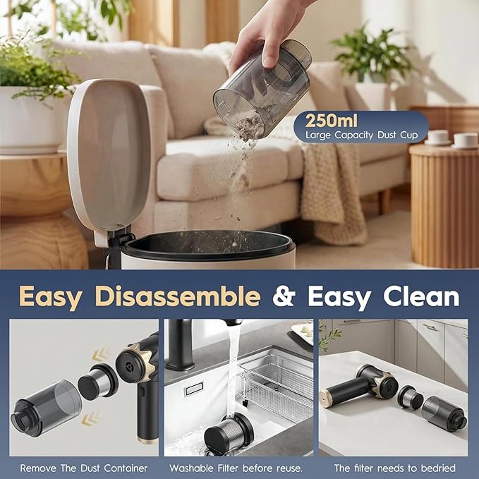 Car Vacuum Cleaner,Handheld Vacuum,15000PA High Power,3 Speed Portable Rechargeable Vacuum Cleaner with Brushless Motor,Cordless Small Vacuum for Car & Air Blower & Pump Black