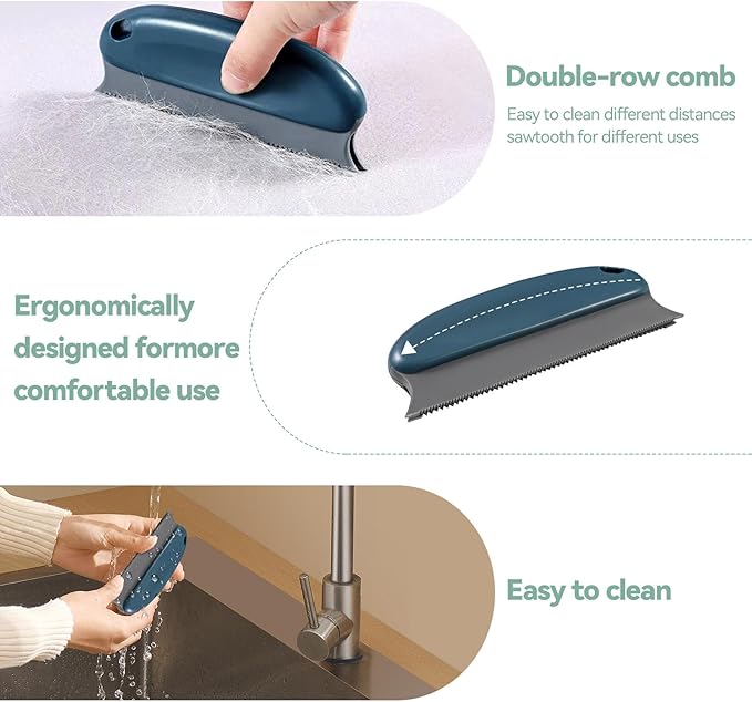 Pet Hair Remover Tool 5-Pack, Dog Cat Hair Remover with 1Pair Pet Grooming Gloves, Lint Shaver Cleaner Pro, Portable Carpet Scraper for Carpets, Clothes, Car Mats, Couch, Pet Bed