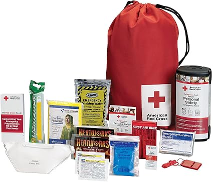American Red Cross Officially Licensed Product | Deluxe Personal Safety Emergency Pack with Bag | Trauma Supplies | Medi