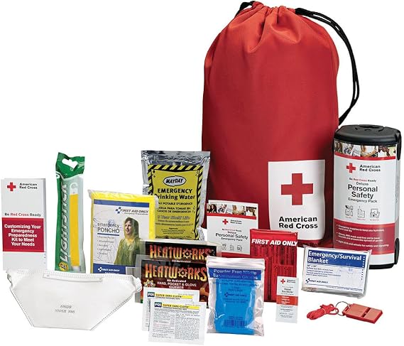American Red Cross Officially Licensed Product | Deluxe Personal Safety Emergency Pack with Bag | Trauma Supplies | Medi