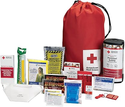 American Red Cross Officially Licensed Product | Deluxe Personal Safety Emergency Pack with Bag | Trauma Supplies | Medi