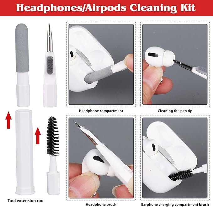 20-in-1 Phone Cleaning Kit,Computer Keyboard Brush Cleaner, Screen Electronic Cleaner Kit for Laptop, AirPods, MacBook, Cell Phone, IPad, Car, Lego, Device, Earbuds, Camera Lens