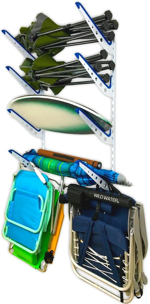 StoreYourBoard Beach Chair Storage Rack for Garage, Adjustable 4 Level Rack