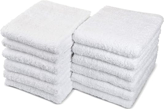 100% Cotton Chamois Cleaning Towels, 12 Pack, White