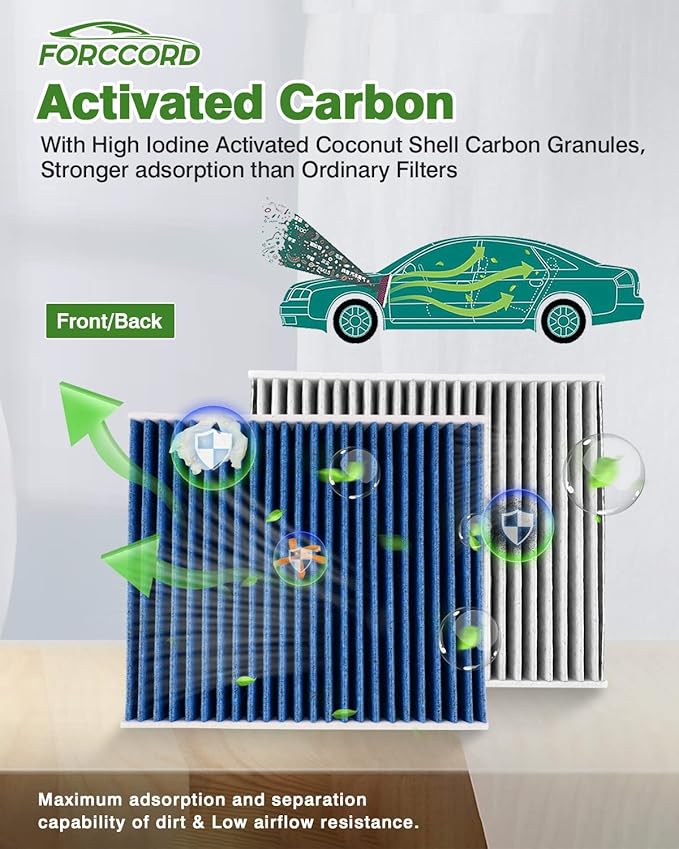 2-PACK HEPA Cabin Air Filter Fits for MUSTANG 2005-2014 Activated Carbon Cabin Filter Replacement CF10370 4R3Z-19N619-AA Car Accessories