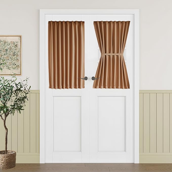 Vatge Classroom Window Cover, Burnt Orange Side Window Half Curtains for Front Door, 1 Panel, W25 x L40, Terracotta