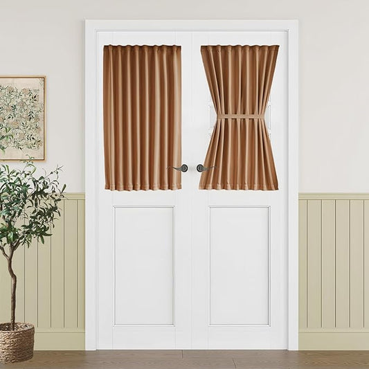 Vatge Classroom Window Cover, Burnt Orange Side Window Half Curtains for Front Door, 1 Panel, W25 x L40, Terracotta