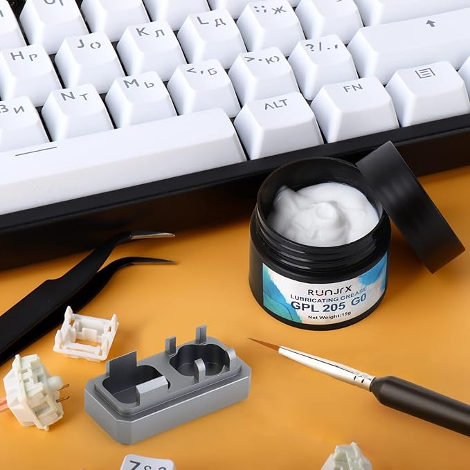 RUNJRX Switch Lube Kit GPL 205G0 0.53oz/15g, Switch Opener for MX Cherry Akko Panda Kailh Switch,Lube Brush for Keyboard Switches