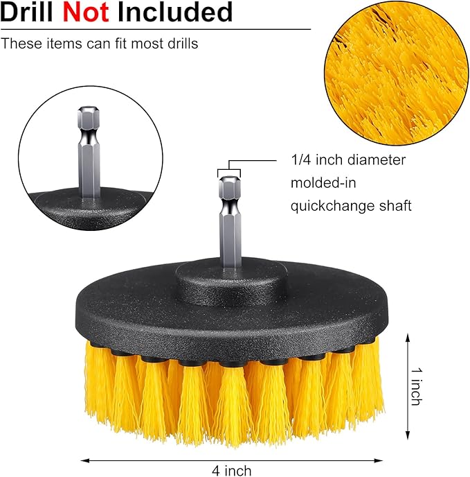 Remerry 6 Pcs Drill Brush Attachment Power Scrubber Cleaning Kit Multi Purpose Set Brushes for Bathroom Surfaces Tub Grout Shower Kitchen Tile Auto Car Boat