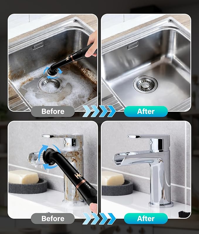 2026 Upgraded Cordless Electric Spin Scrubber, 360° High-Torque Rotation, 3 Speed, 2600mAh Rechargeable, IPX7 Waterproof with 11 Brush Heads, Cleaning Brush for Grout, Tiles, Sinks, Crevices
