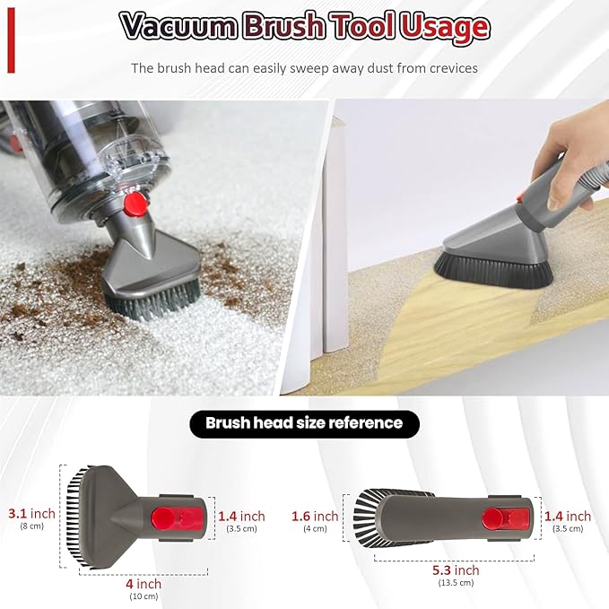 Attachments Kit for Dyson V7 V8 V10 V11 V15 Cordless Models, Furniture Cleaning Kit Vacuum Accessories 6-Piece Brush Replacement
