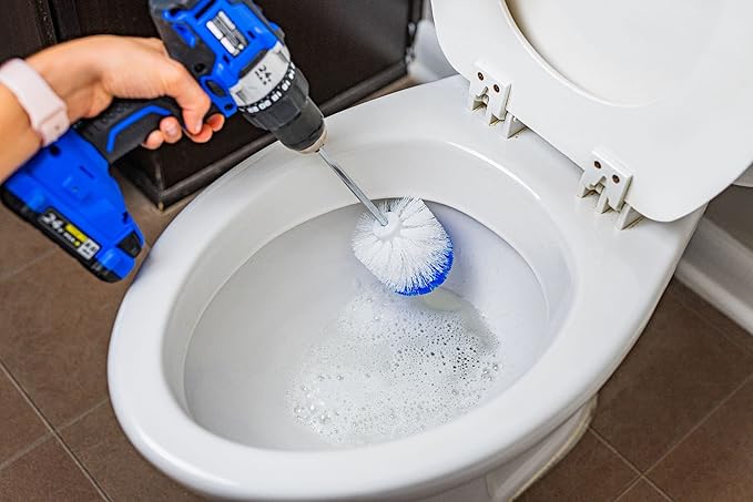 RotoScrub Long Reach Drill Brush Attachment, All Purpose for Car Tires, Toilets, Corners, Edges, Hard to Reach Areas, Heavy Duty Bristles