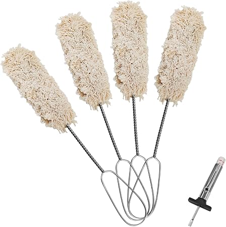 4PCS 12.5" Extra Long Handle Tire Lubricant Brush Applicator Swab Set with Tread Depth Gauge, Car Tire Lubricant Brush U