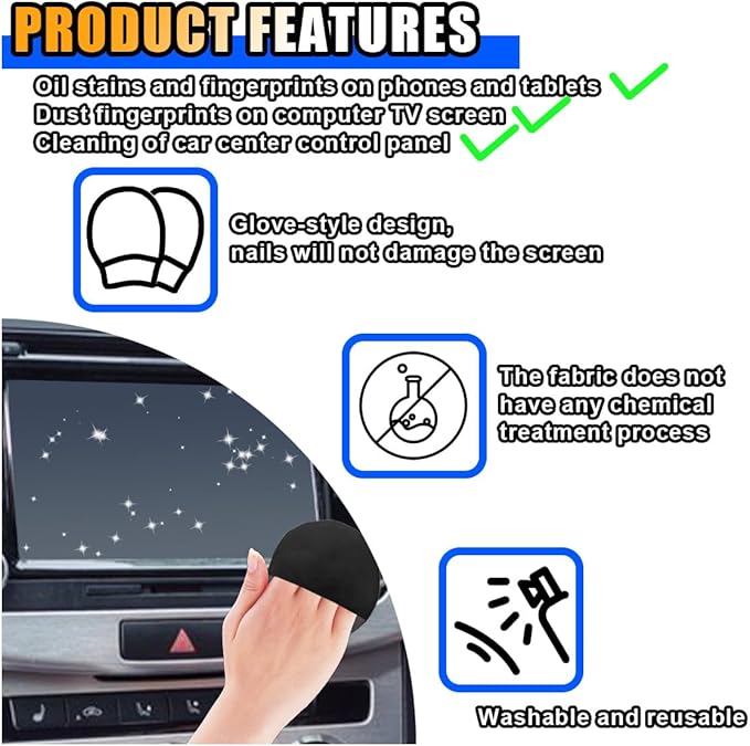 KITUREK Round Car Touch Screen Cleaner Cloth, Microfiber Cleaning Pad Car Cleaning Wipes, Vehicle Screen Cleaner Tool Car Interior Cleaning Cloth for Car Dashboard Display Electronic Devices (Round)