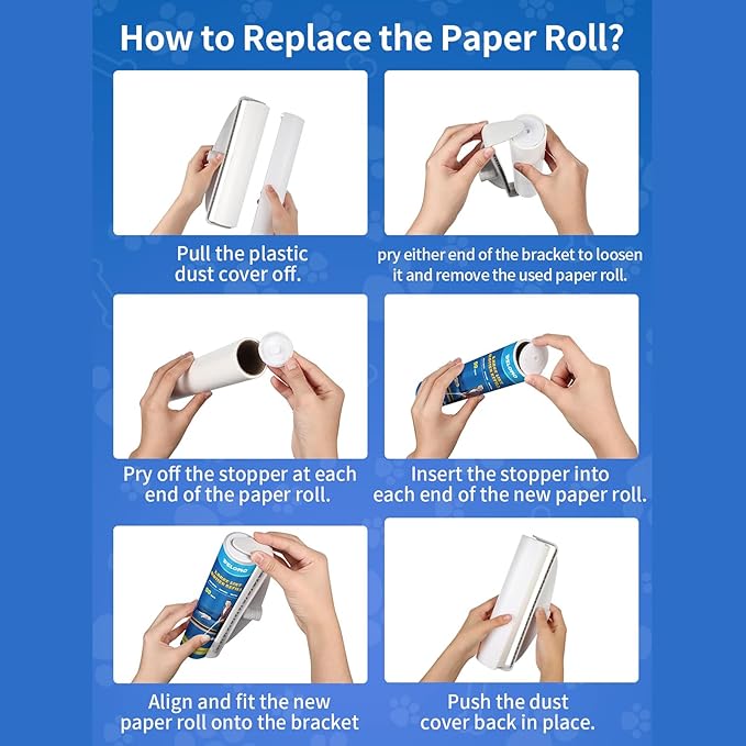 DELOMO Large Lint Roller Refills (6 Pack, 540 Sheets) – Compatible Only with DELOMO 9.45 in Giant Lint Roller – Extra Sticky Floor Lint Roller Refill for Carpets, Beds, Couches, Cars & Pet Hair