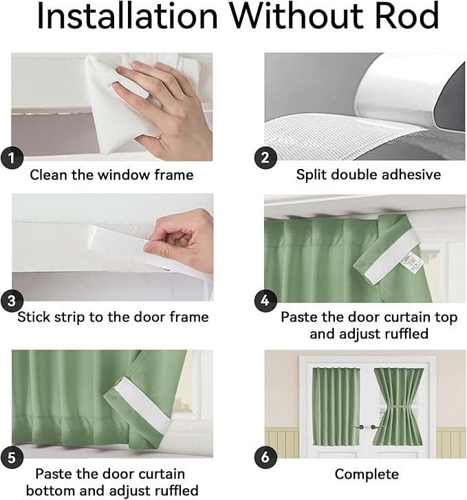 Vatge Sidelight Curtains for Front Door, 12 Inch Wide Narrow Window Curtains for Side Door, 1 Panel, W12 x L80, Sage Green