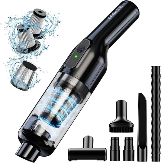 dormzie Handheld Vacuum Cordless, 16000Pa Powerful Suction, Lightweight at 1.3 lbs, Type-C Charge, Multiple Accessories, Rechargeable Car Vacuum Cleaners for Home Office Pet