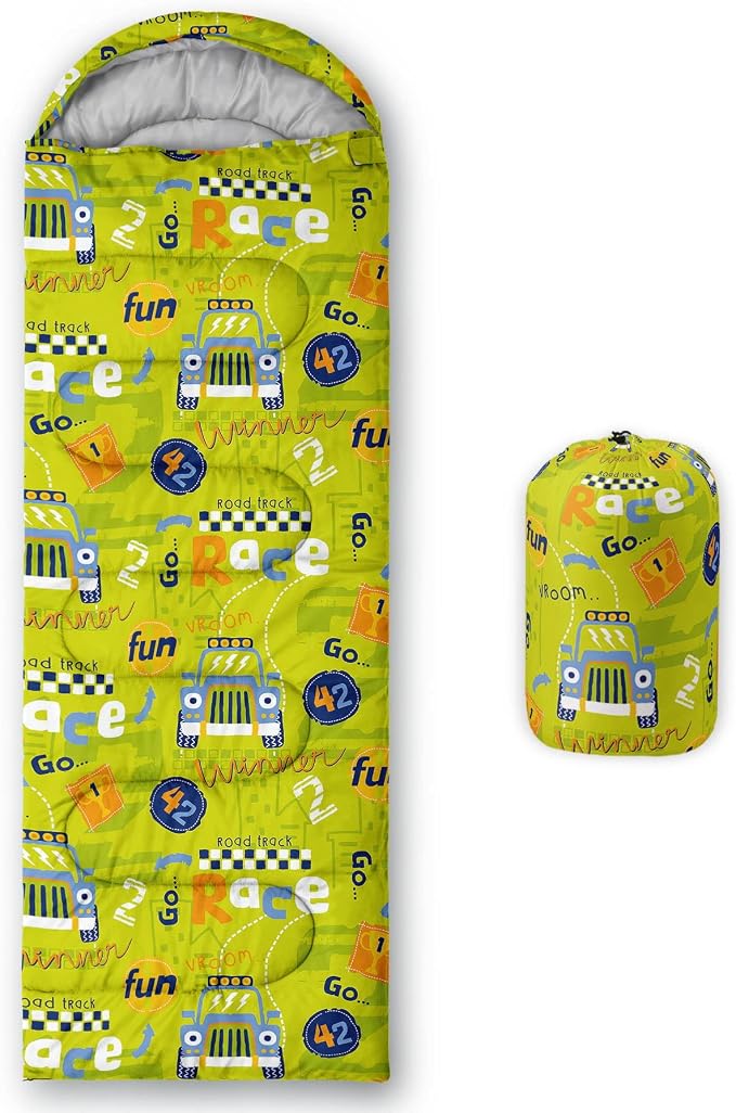 Datura home Kids Sleeping Bag for Boys and Girls,Monster Alien Print-Lightweight Warm Portable Outdoor Indoor-Waterproof