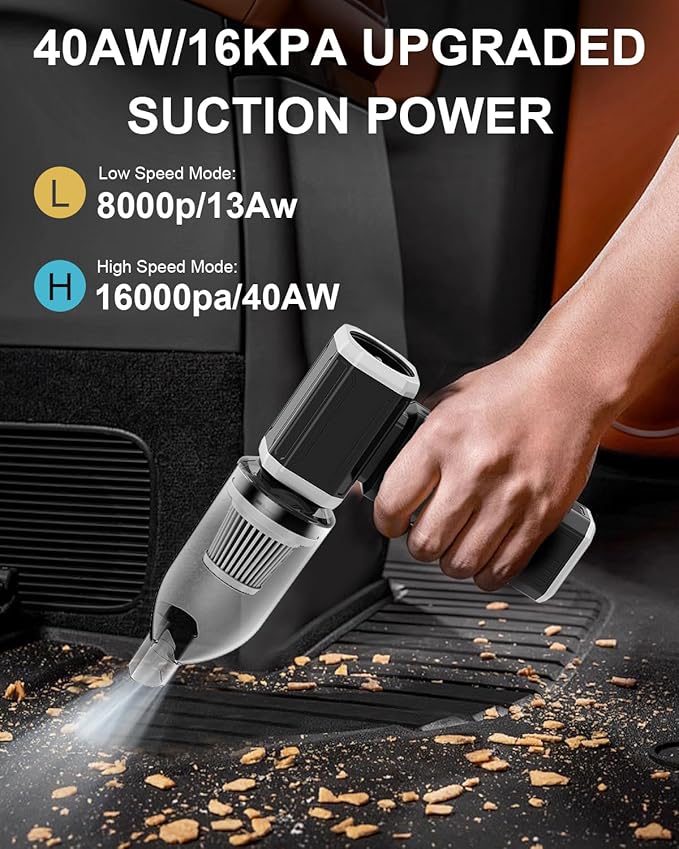 Electric Air Duster, Mini Vacuum Cleaner - 180000 RPM Turbo Fan 2-in-1 Compressed Air Duster & Vacuum Stepless Speed Adjustable for Dust Debris Removal Keyboards Electronics Home Auto Outdoor Use