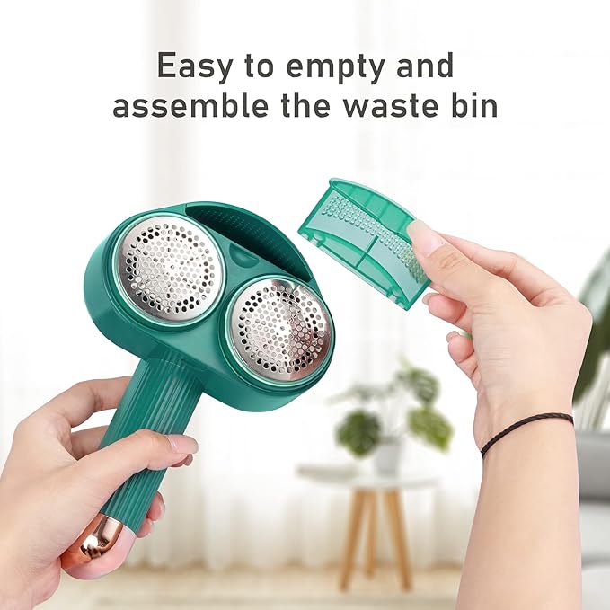 Fabric Shaver and Lint Remover, Dual-Head Lint Shaver Sweater Shaver with Dual-6-Leaf Blades, Rechargeable Electric Sweater Shaver Lint Ball Shaver Removing Fuzz Pills & Bobbles for Clothes,Couch