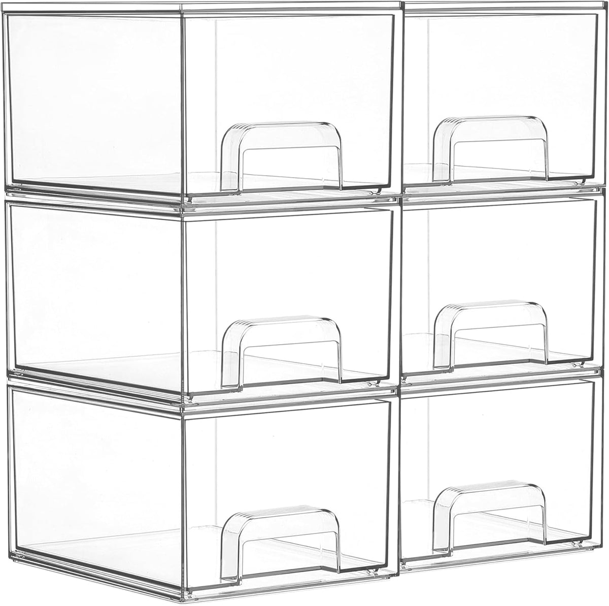 6 Pack Small Clear Stackable Storage Drawers for Desk, Countertop