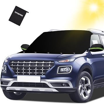 Tevlaphee Windshield Sun Shade, UV Protection, Embedded Magnets, Car Windshield Cover to Block Sun, Reduce Heat, Foldabl