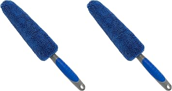 VIKING Wheel Brush or Rim Brush for Car, Metal Free, Blue, 2.5 Inch x 14.3 Inch (Pack of 2)