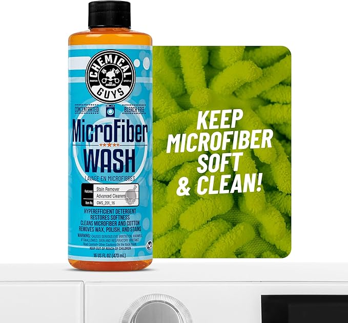Chemical Guys Microfiber Cleaning Cloth and Car Wash Towel Detergent - Concentrated Cleaner for Towels, Microfiber Cloths, and Pads - Removes Dirt, Wax, Grease, Stains, Orange Scent - 128 oz