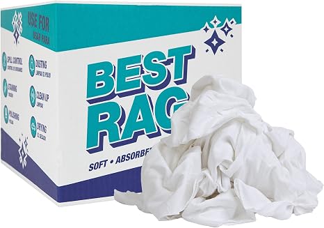 Arkwright Premium T-Shirt Rags Bulk, 10 lb Box, Cotton Cleaning Towels, Low Lint Knit Wiping Cloths for Paint, Stain, Gr