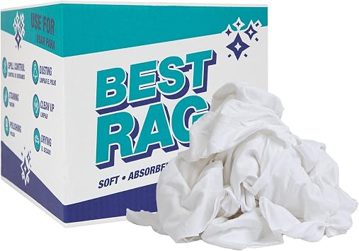 Arkwright Premium T-Shirt Rags Bulk, 10 lb Box, Cotton Cleaning Towels, Low Lint Knit Wiping Cloths for Paint, Stain, Gr