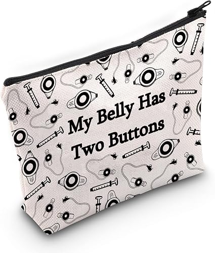 JXGZSO G tube Cosmetic Pouch Feeding Tube Awareness Gifts My Belly Has Two Buttons Makeup Bag After Surgery Recovery Gif