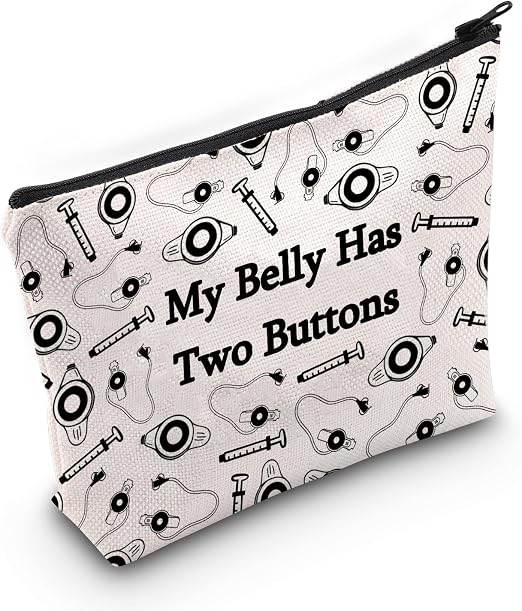 JXGZSO G tube Cosmetic Pouch Feeding Tube Awareness Gifts My Belly Has Two Buttons Makeup Bag After Surgery Recovery Gif