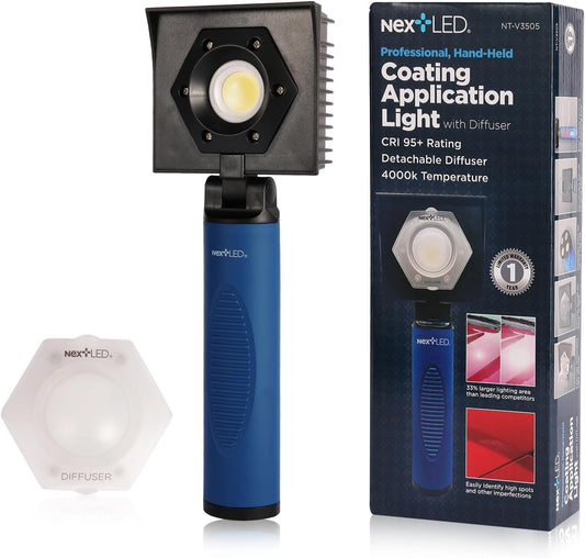 NextLED NT-V3505 Rechargeable Ceramic Coating Light, 1000 LM, CRI 95+, w/Detachable Light Diffuser, for Auto Detailing, Optimal Ceramic Car Coating
