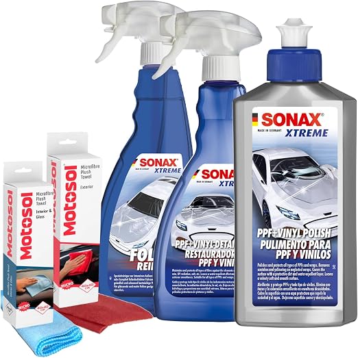 PBMG SONAX PPF & Vinyl Combo | Premium Cleaner & Protector for Paint Protection Film & Vinyl Wraps | Removes Contaminant