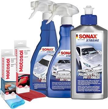 PBMG SONAX PPF & Vinyl Combo | Premium Cleaner & Protector for Paint Protection Film & Vinyl Wraps | Removes Contaminant