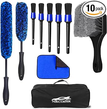 10Pcs Wheel Brush Kit for Cleaning Wheel and Tire, Wheel and Rim Brush, Car Detailing Brushes, Tire Brush, Bendable & Du