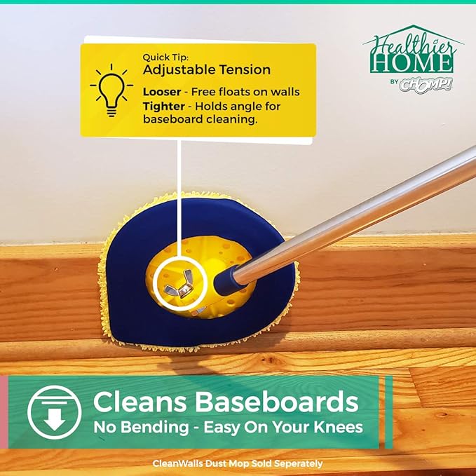 CHOMP! Microfiber Mop Refill Pack: 5 Minute CleanWalls 3-pak Yellow Reusable Washable Wall Washer, Ceiling Cleaner and Baseboard Duster - Dry Dust / Wet Wash Pads