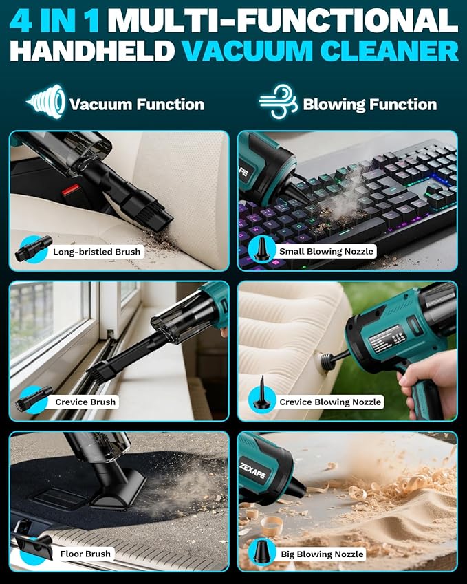 Cordless Vacuum Cleaner for Makita Battery, 5 in 1 Lightweight Electric Handheld Vacuum with 3 x HEPA Filter, 20KPA Powerful Suction, 200W Brushless Motor for Carpet,Sofa,Car (Battery Not Included)