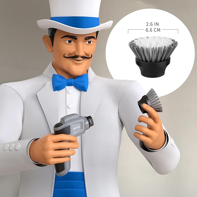 MR.SIGA Electric Spin Scrubber Flat Brush Refills, 3 Pack