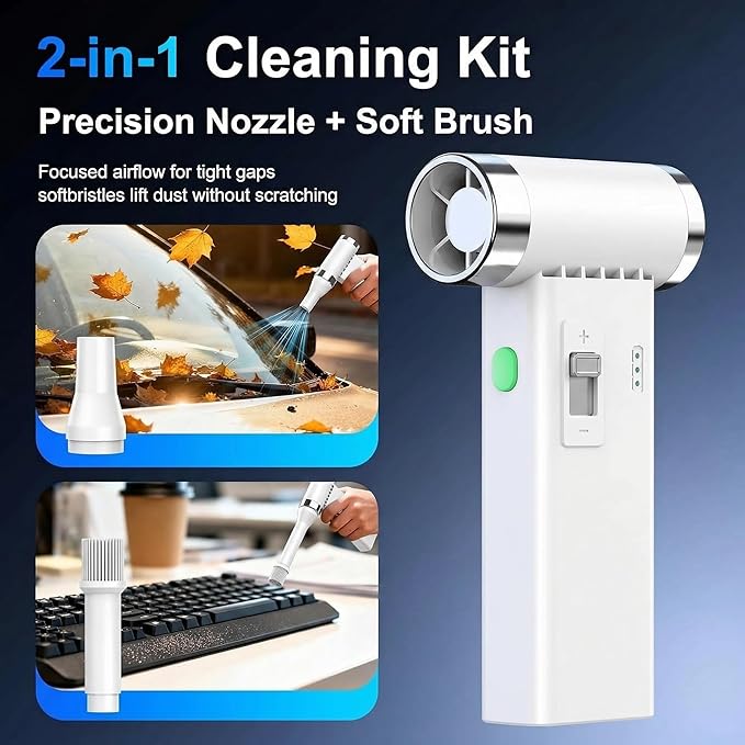 Mini Ultra-Slim Electric Compressed Air Duster 150,000RPM Super Power, Rechargeable Cordless Air Duster, Powerful Airflow for Computer, Keyboard, Outdoor, House and Car