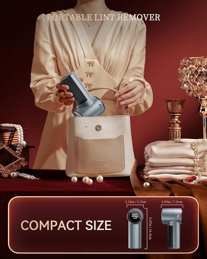 Fabric Shaver, Rechargeable Lint Shaver with Digital Display, 3-Speeds Sweater Shaver with 6-Leaf Blades, Electric Portable Lint Remover to Remove Pilling for Clothes, Furniture, Couch, Blanket
