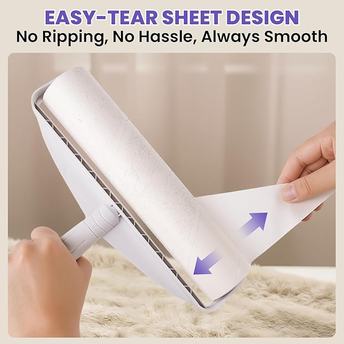 9.45” Large Surface Lint Roller: DELOMO Extra-Wide Sticky Roller for Pet Hair - Cleans Faster on Couches, Beds, Carpets, Clothing, Furniture & Car Seats - 450 Sheets Total - Ideal for Pet Homes